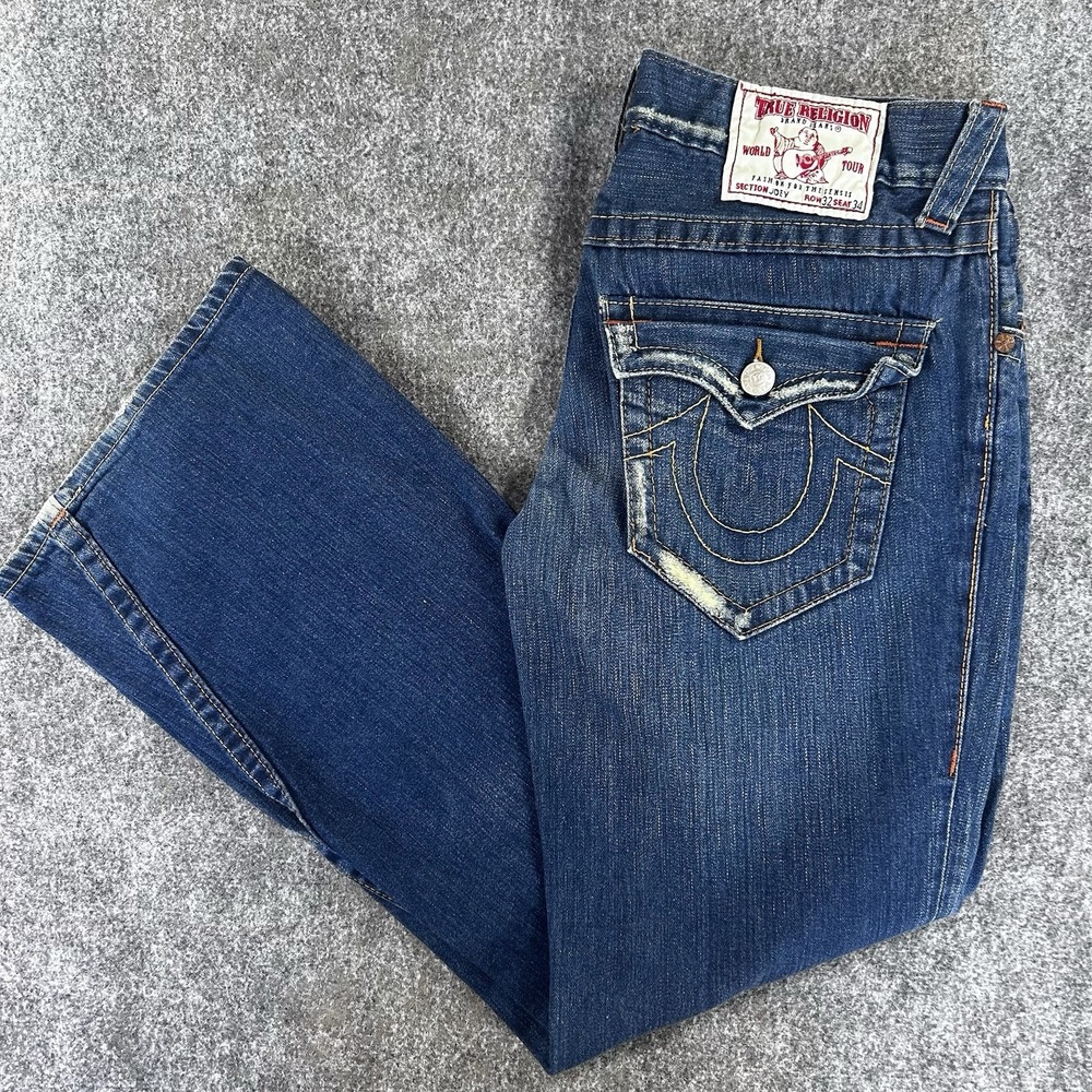 Vintage True Religion Joey Jeans 34 X 32 Flare Leg Twisted Seam Y2K